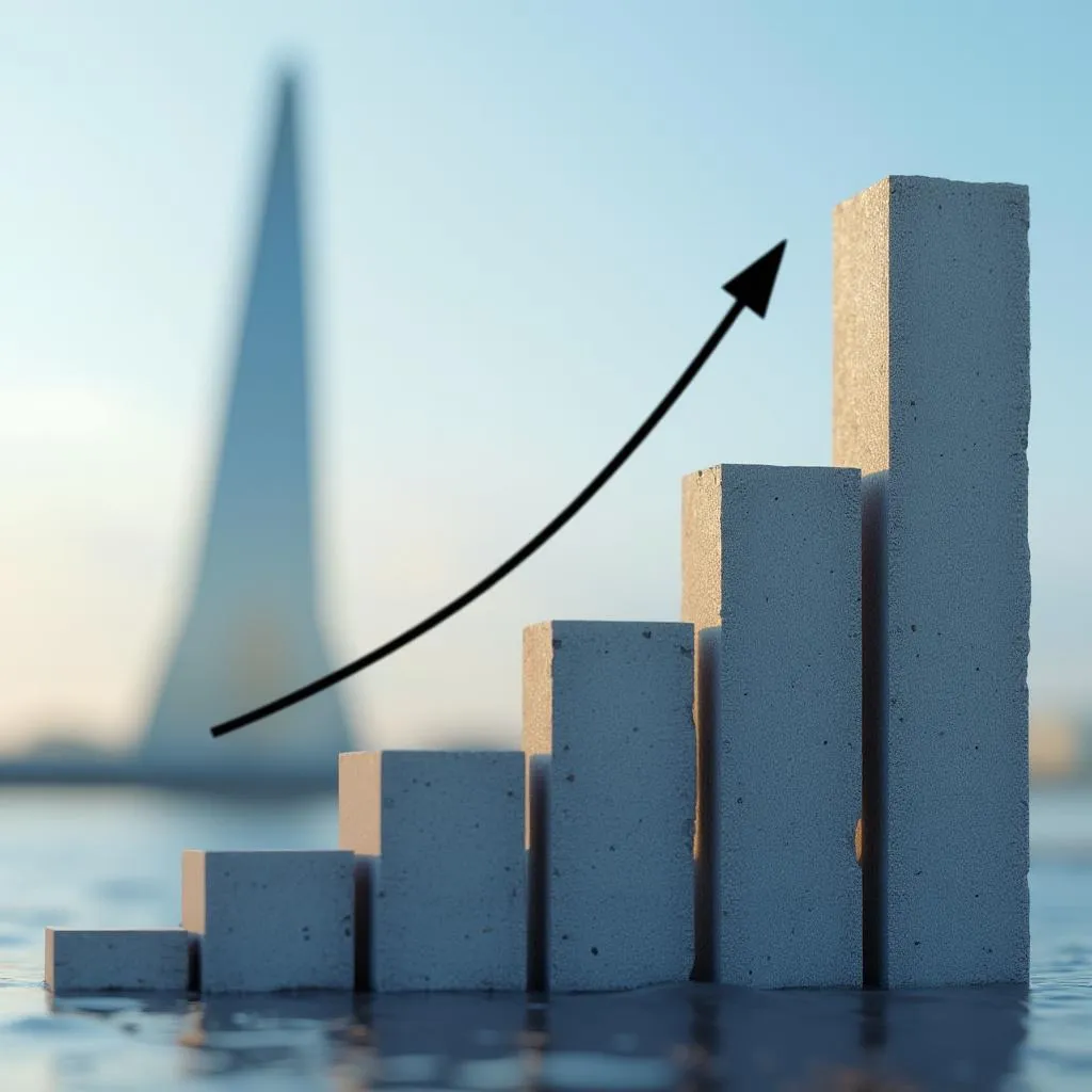 Gráfico de crecimiento financiero con Buenos Aires de fondo